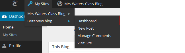 Click on dashboard. Dashboard option is highlighted.