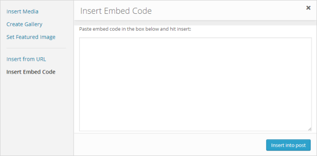 Click on Insert Embed code