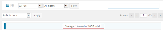 Storage space usage
