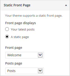 Static home page