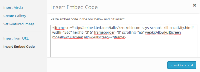 Add Embed code