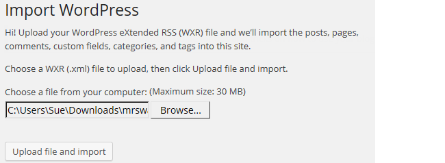 Upload File and import