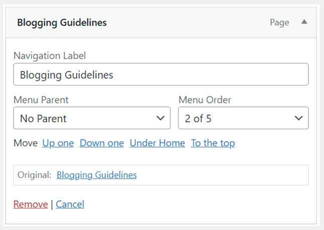 edit menu item