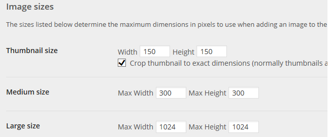 Image sizes