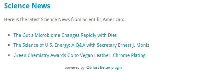 RSS feed in a page