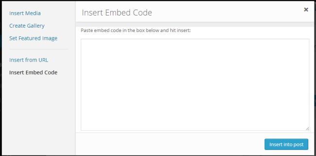 Insert embed code