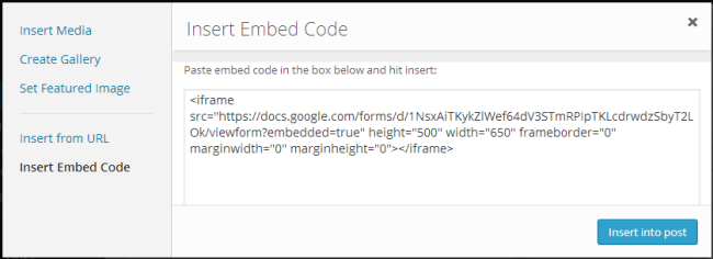 Paste the embed code