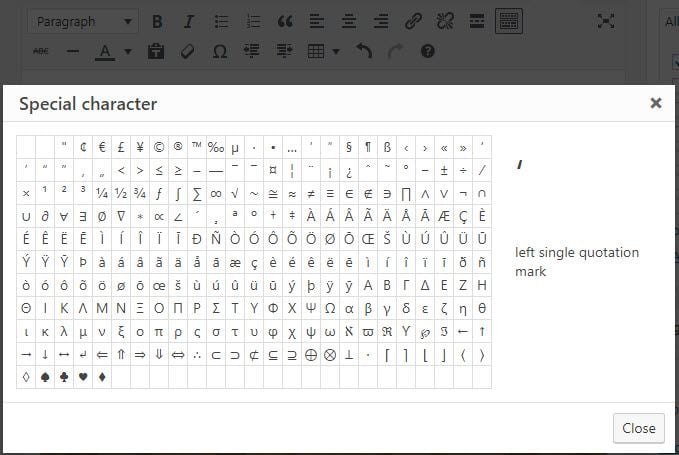 Special Characters