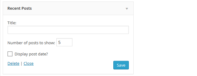 Recent posts widget settings