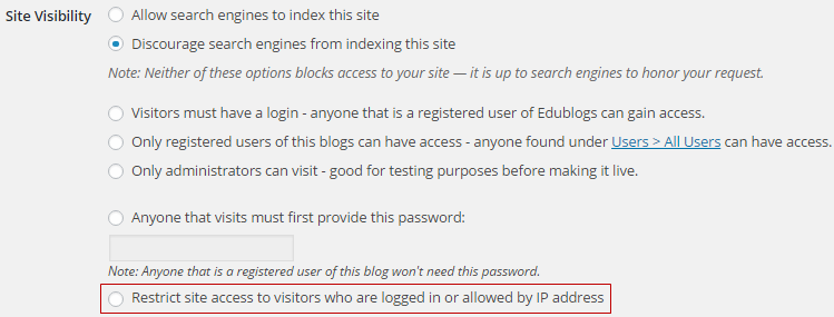 Select Restrict site access