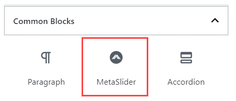 Click on Meta Slider block