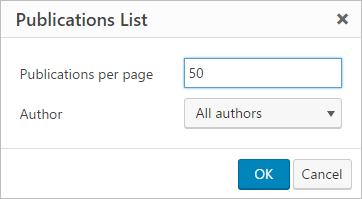 Publication list options