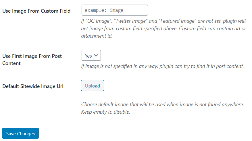 Set default featured image preferences