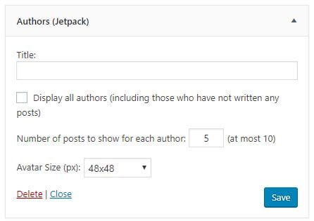 Author widget settings