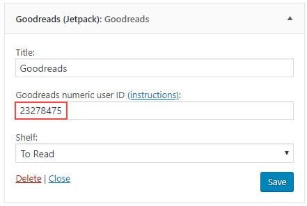 Goodreads user ID