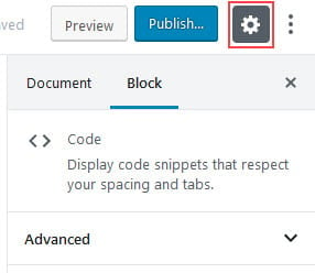 Additional code block settings 