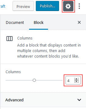 Change the number of columns