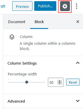 Adjust column width