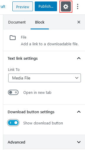File block settings