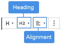 Heading block toolbar