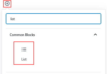 Add List Block