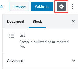 List Block Settings