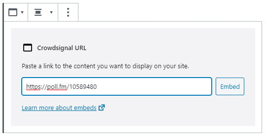 Paste the direct URL into the block