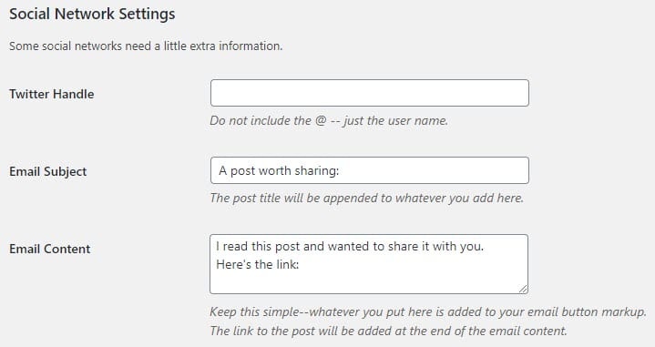 Social network settings