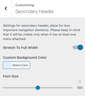 customizing secondary header