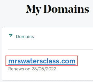 Click on domain name