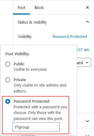 Select Password protected