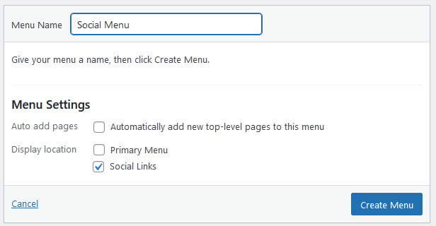 Create social menu