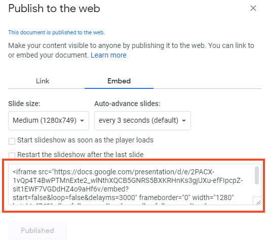 Adding embed to your webpage -  Docs