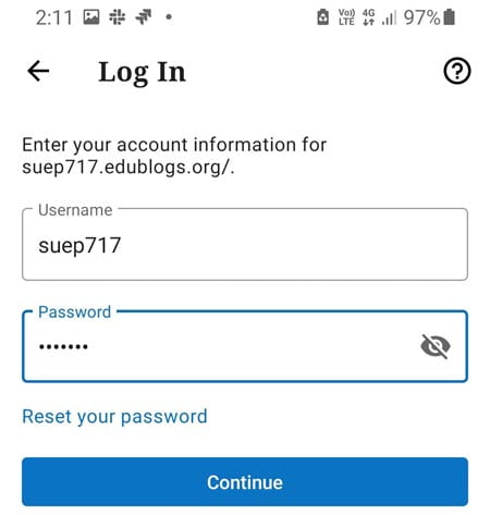 Enter username and password. 