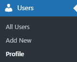 Profile menu