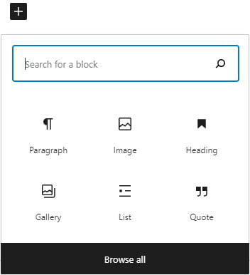 Block list in add new block