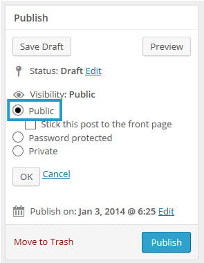 post visibility in publish module