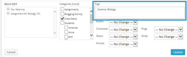 Bulk adding tags