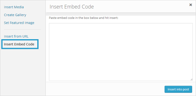 Click on Insert Embed code