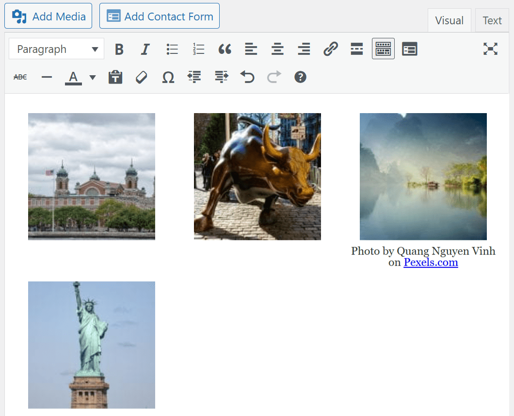 Gallery in post editor